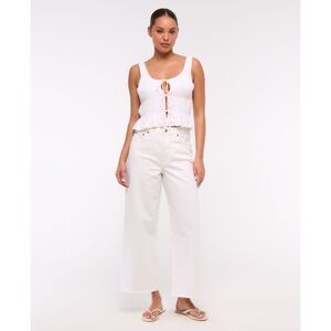 Abercrombie & Fitch High Rise The Crop Wide Leg Jeans ~ White ~ 4 / 27